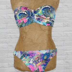 VICTORIA'S SECRET Bikini Swimsuit Two Piece Paisley Beach Vacation Blue 34D Med